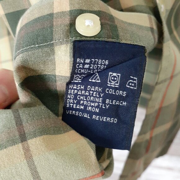 Tommy Hilfiger Mens Button Up Shirt L Green Plaid Crest Long Sleeve 817 - Picture 5 of 5